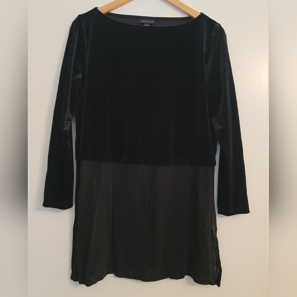J.Jill Collection SIZE Med Petite Black Velvet Tunic Top Split Sides Holiday - Picture 1 of 3